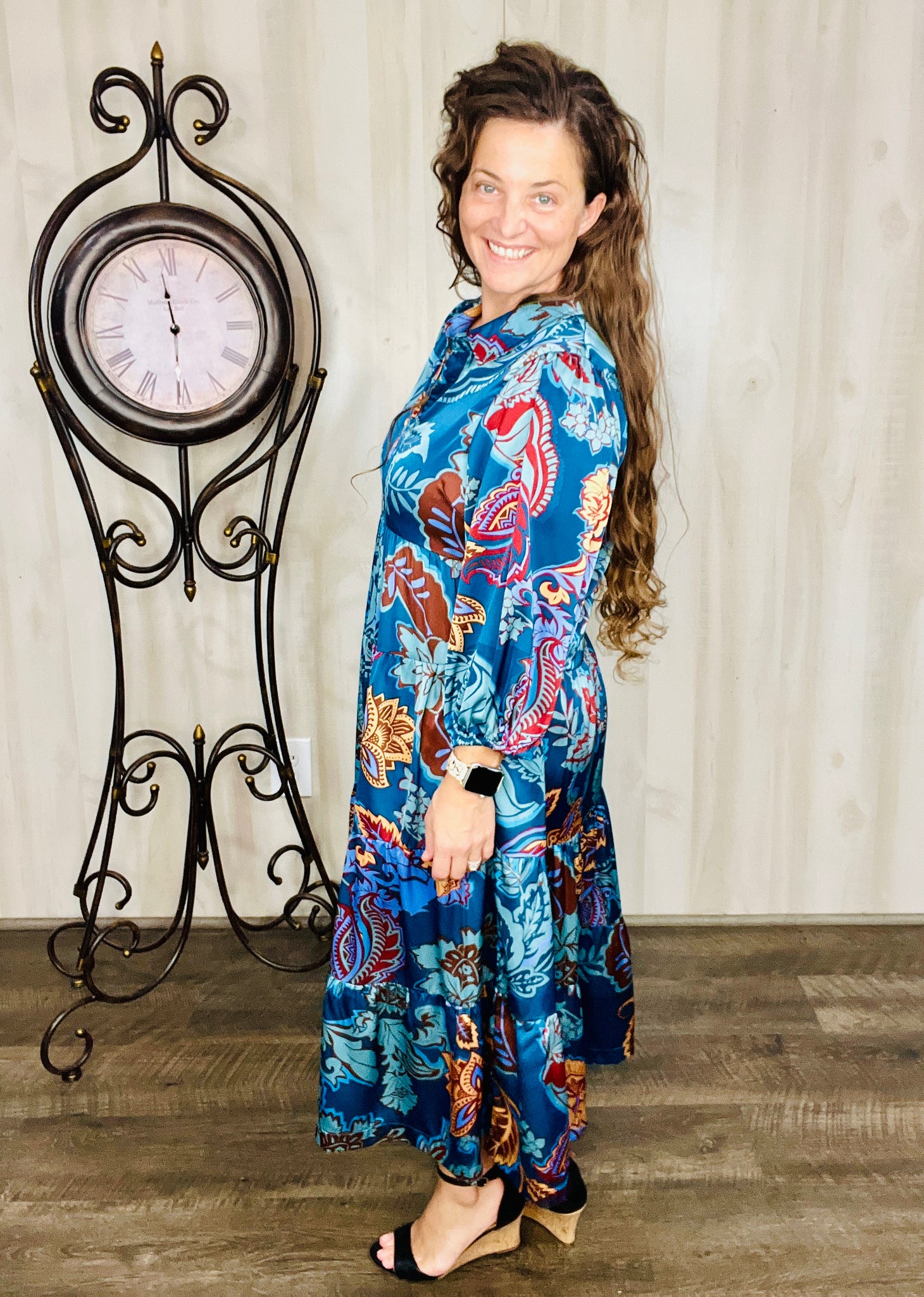 Teal Leaf Boho Dress The King's Daughter Boutique Teal Leaf Boho Dress The King's Daughter Boutique