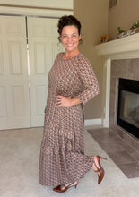 Tonya Marie Ruffled Tiered Dress- Brown & Rust
