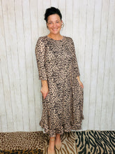 Handkerchief & Leopard Print Taupe Dress