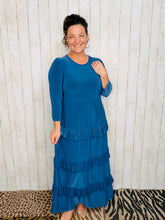 Misty Ruffle Tiered Dress-Denim Blue