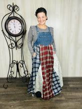 Patchwork & Lace Print Overall/Jumper Dress