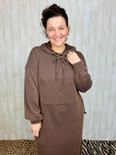 Cozy On Up Ribbed Lounge Dress- Chocolate