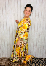 Handkerchief Love Yellow Floral & Leopard Dress