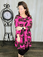 Hot Pink & Brown Abstract Tunic