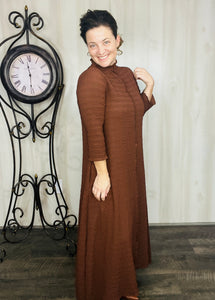 Jaqueline Vintage & Textured Dress- Chocolate Brown