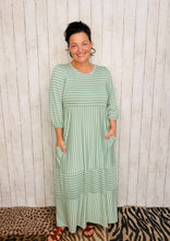 Lillian Striped Dress- Sage