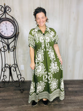 Melanie Boho Smocked Front Dress- Olive