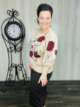 Julia Fashion Sweater- Burgundy Floral