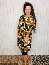 Navy & Camel Geometric Tunic