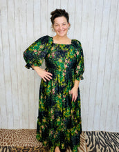 Lovely In Black & Floral- Modest Square Neckline Dress