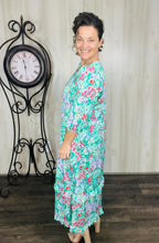 Amanda Green Floral Ruffle Dress