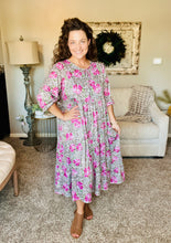 Cassie Marie Tiered Boho Style Dress-Floral & Leopard