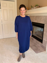 Oh So Comfy Sweatshirt Dress-Navy
