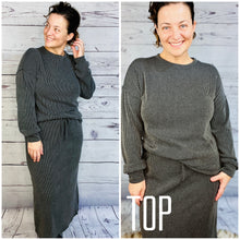 Candice Ribbed Top- Charcoal