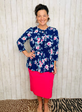 Jordan Tiered Tunic Top- Blue Roses