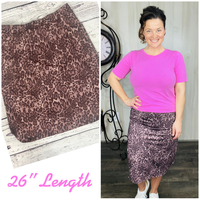 Missy Leopard Print Swim/Active Skirt 26” (Hidden Shorts)