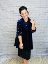 Velvet & Pearl Tunic Style- Black, Hunter Green or Navy