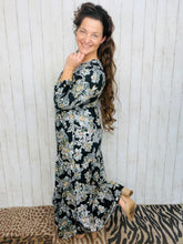 Mallory Black & Floral Square Neck Dress