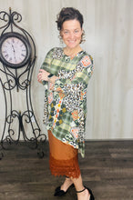 Olive Plaid & Leopard Collide Tunic