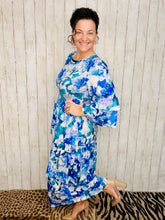 Juliet Ruffle Dress-Blue Floral