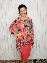 Floral & Coral Sharkbite Tunic
