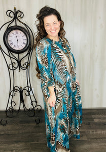 Power On The Day Dress-Teal Zebra
