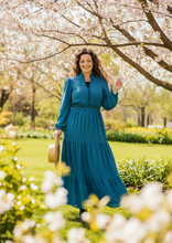 Nicole Smocked Waist Dress- Teal