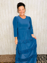 Misty Ruffle Tiered Dress-Denim Blue