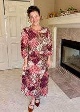 Kara Ruffle Dress- Brown, Pink & Cream