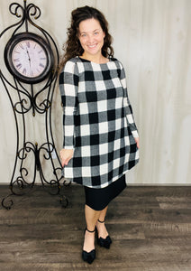 Nilah Buffalo Plaid Tunic- Red or Black & White