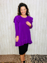 Purple Bodre Tunic- Ruffle Sleeves