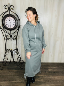 Midi Style Sweatshirt Dress- Gray