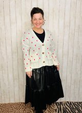 Adorable Hearts Cardigan Sweater- Black or Cream