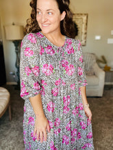 Cassie Marie Tiered Boho Style Dress-Floral & Leopard