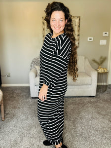 Comfy & Cute Black Striped Dress