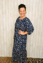 Georgiana Navy Square Neck Dress