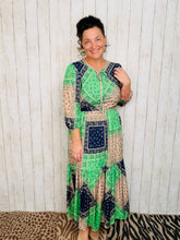 Mallory Green & Navy Patchwork Dress