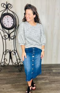 Suzanne Button & Stretch Jean Skirt