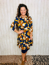 Navy & Camel Geometric Tunic