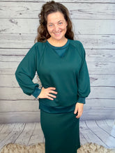 Addie Sweatshirt Style Top- Hunter Green