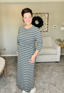Ribbed Lounge Dress- Charcoal