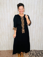 Janice Black Dress With Leopard Ruffles