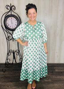 Sabrina Sage & Ivory Polkadot Dress
