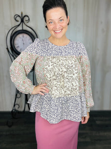 Madelyn Lavender & Floral Blouse