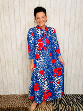 Brenda Bow Navy & Red Roses Dress