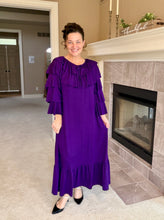 Kayla Ruffle Sleeves Dress-Purple