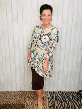 Samantha Ruffle High Low Tunic-Ivory Floral