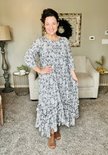 Michella High Low Dress-Black & White Paisley