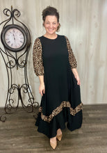 Michella High Low Dress-Black & Leopard