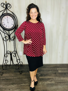 Marissa Burgundy Polkadot Tunic